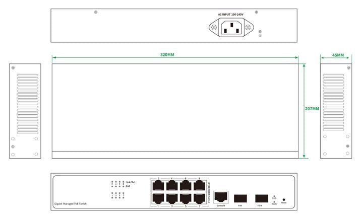 Managed Layer 2+ Switch, 8 X Gigabit Ports, 2 X Gigabit