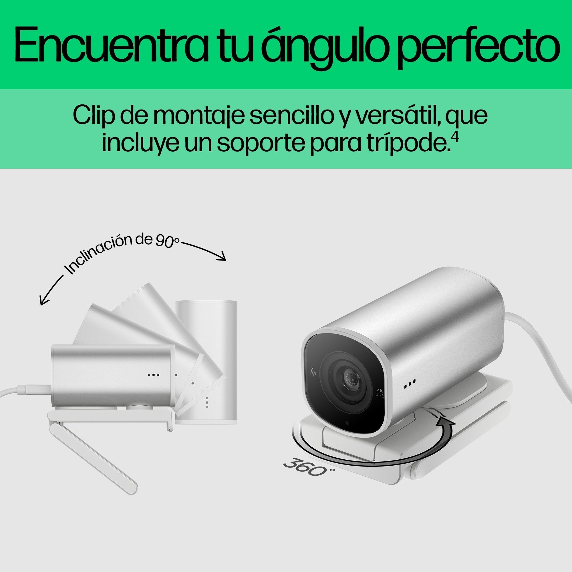 EAN 0196548527304 - HP 960 4K Streaming Webcam cámara web 8 MP 3840 x 2160 Pixeles USB Plata imagen 17