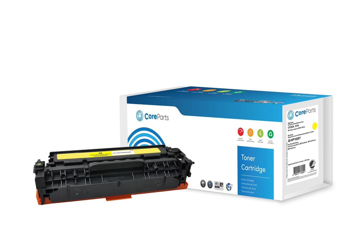 EAN 5704174132554 - CoreParts QI-HP1026Y cartucho de tóner 1 pieza(s) Compatible Amarillo imagen 1