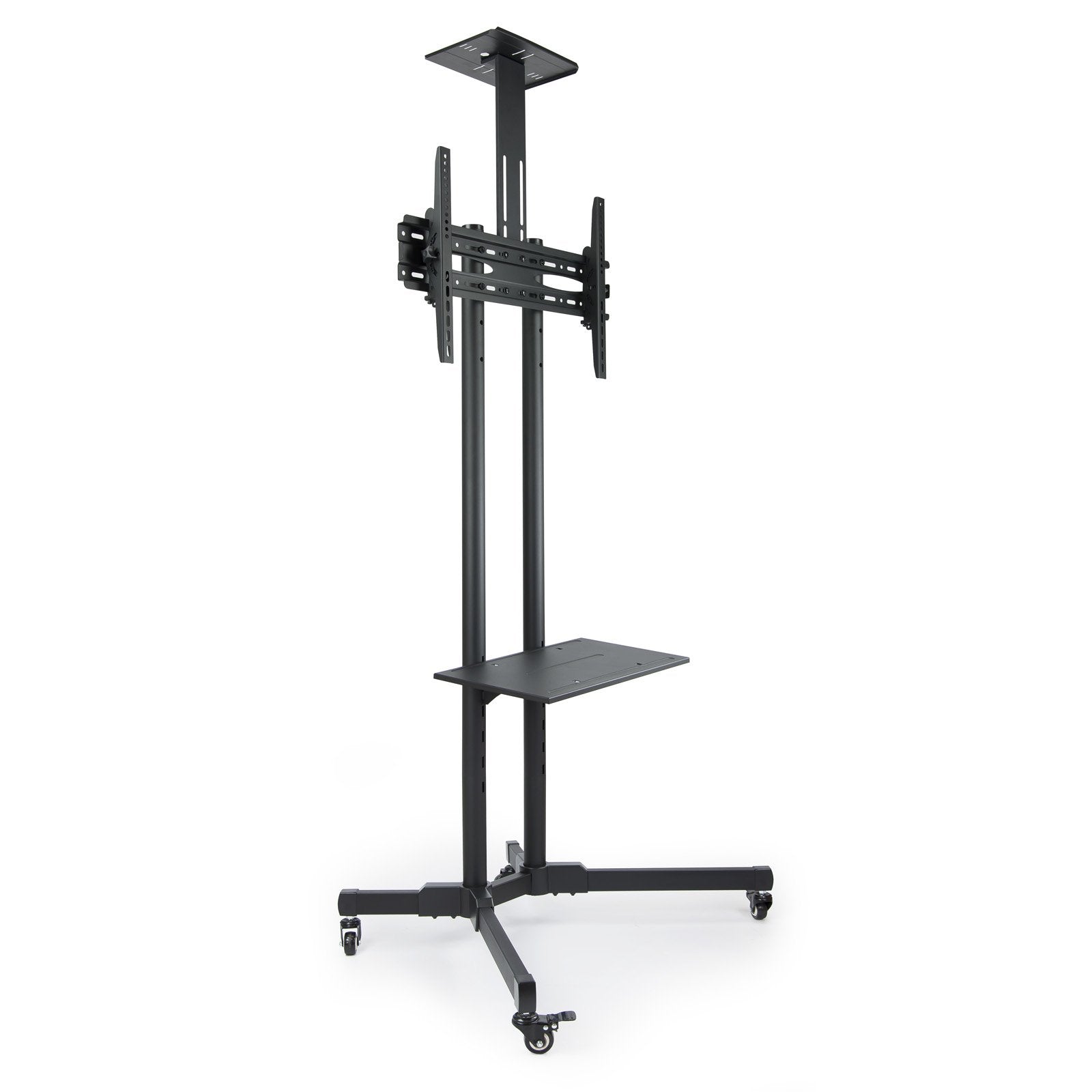 Tooq Soporte De Pantalla De Suelo Con Ruedas 37"-70" - Bloqueo De Ruedas - Dos Estantes - Peso Max 50kg - Vesa
