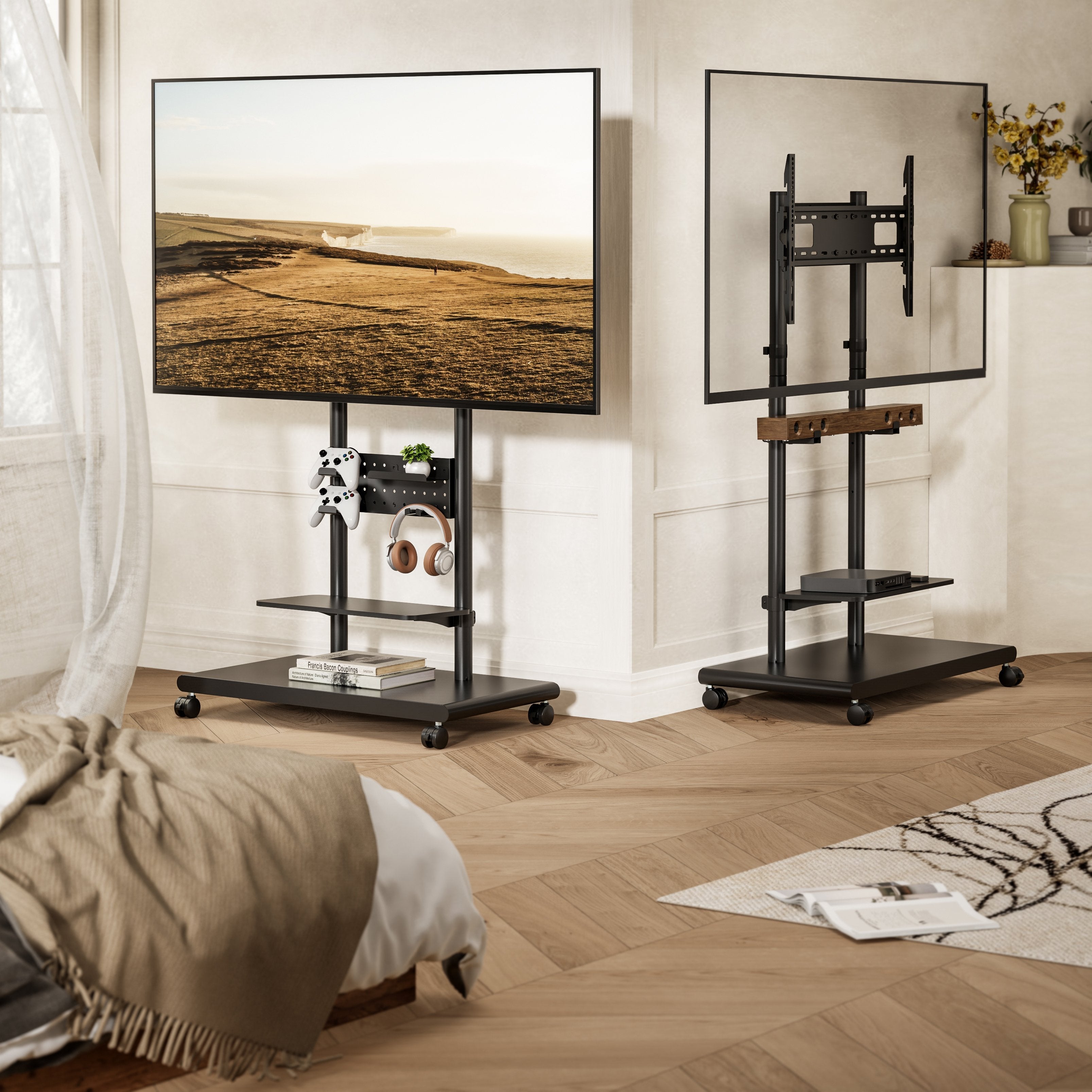 Soporte De Suelo Con Ruedas Equip Para Pantalla De 50" - 90" Max Vesa 600x400 60kg Tablero Perforado
