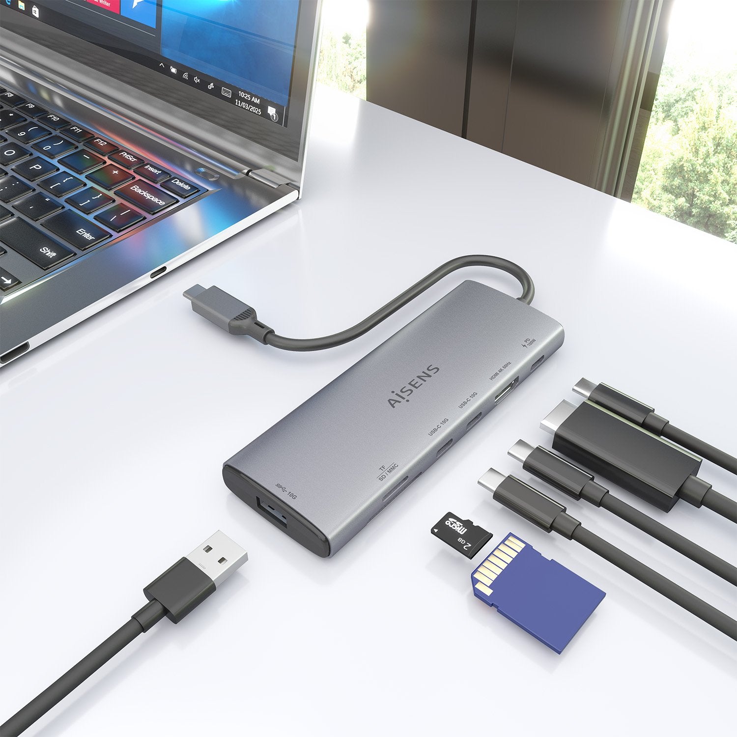 EAN 8435739903599 - AISENS ASUC-7P031-GR base para portátil y replicador de puertos Alámbrico USB 3.2 Gen 1 (3.1 Gen 1) Type- imagen 6