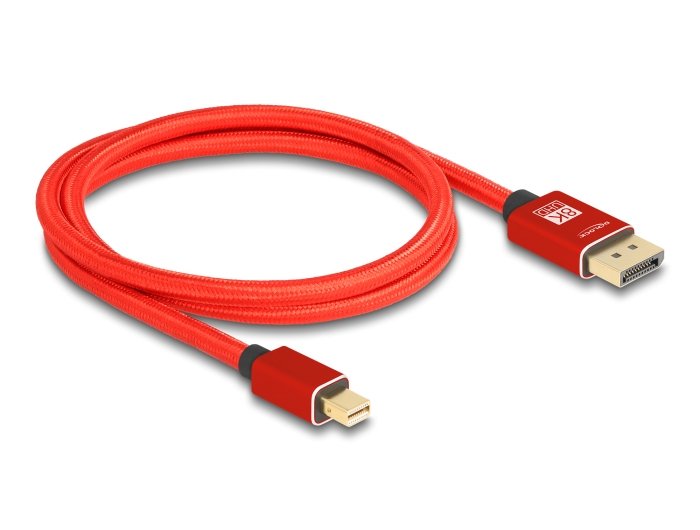 Delock Mini Displayport Zu Displayport Cable 8k 60 Hz 1 M Rot Metall Ohne Einrastfunktion