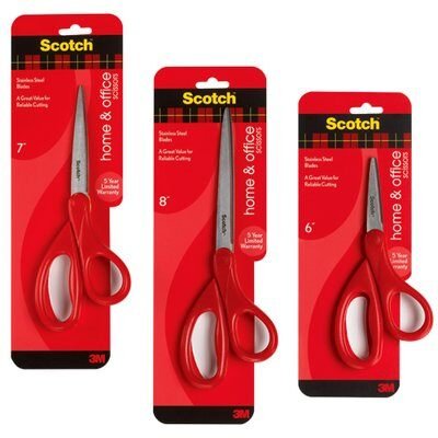 Scotch Tijeras Universales 18cm - Acero Inoxidable - Mango Ergonomico - Rojo
