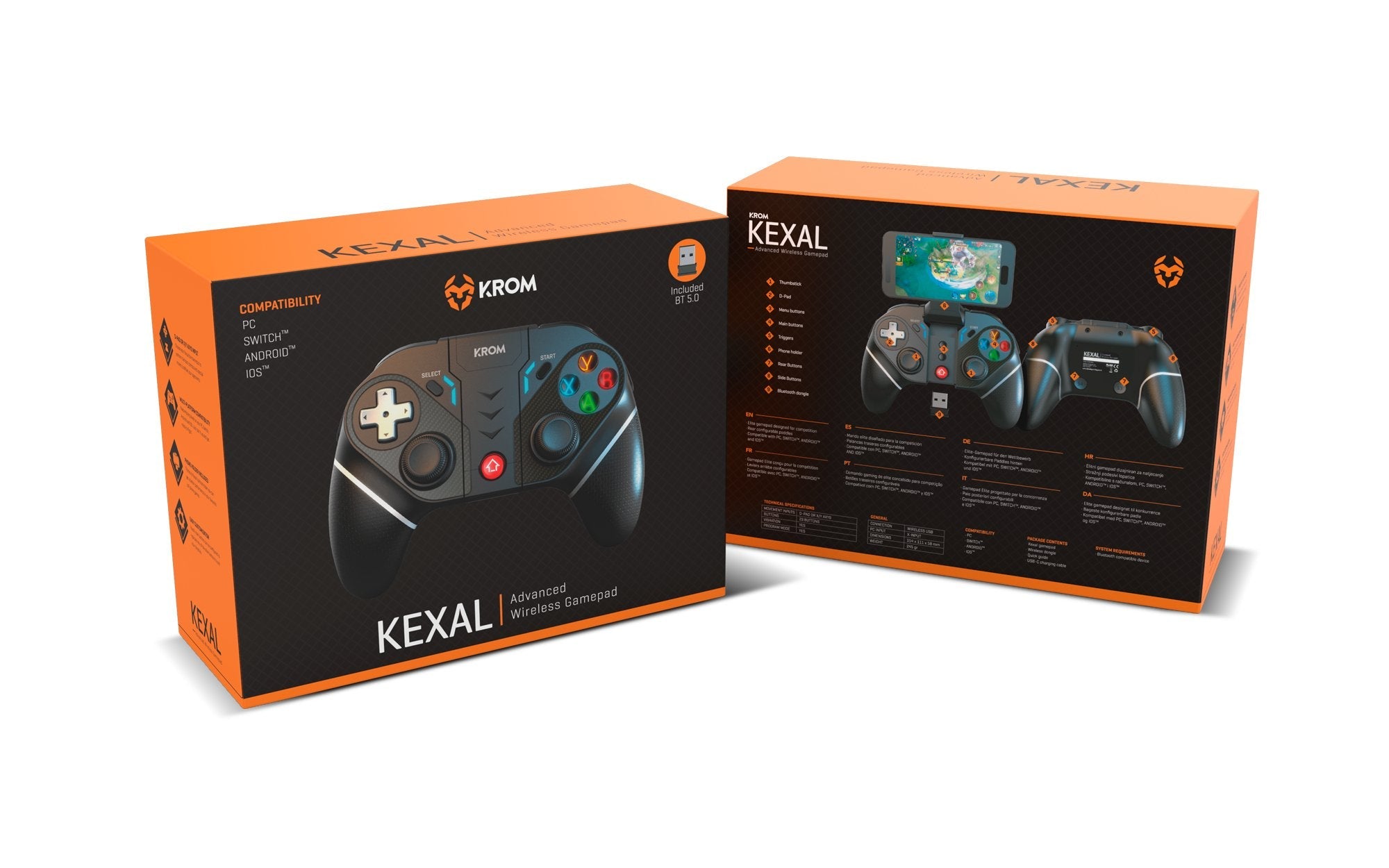 Krom Kexal Negro, Rojo, Blanco Bluetooth/Usb Gamepad Analógico/Digital Android, Nintendo Switch, Pc, Ios