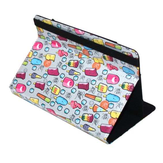 Funda Universal Silver Ht Estampada Para Tablet 9pulgadas A 11pulgadas Cool Ice Pop Metal Rojo Puntos Azules