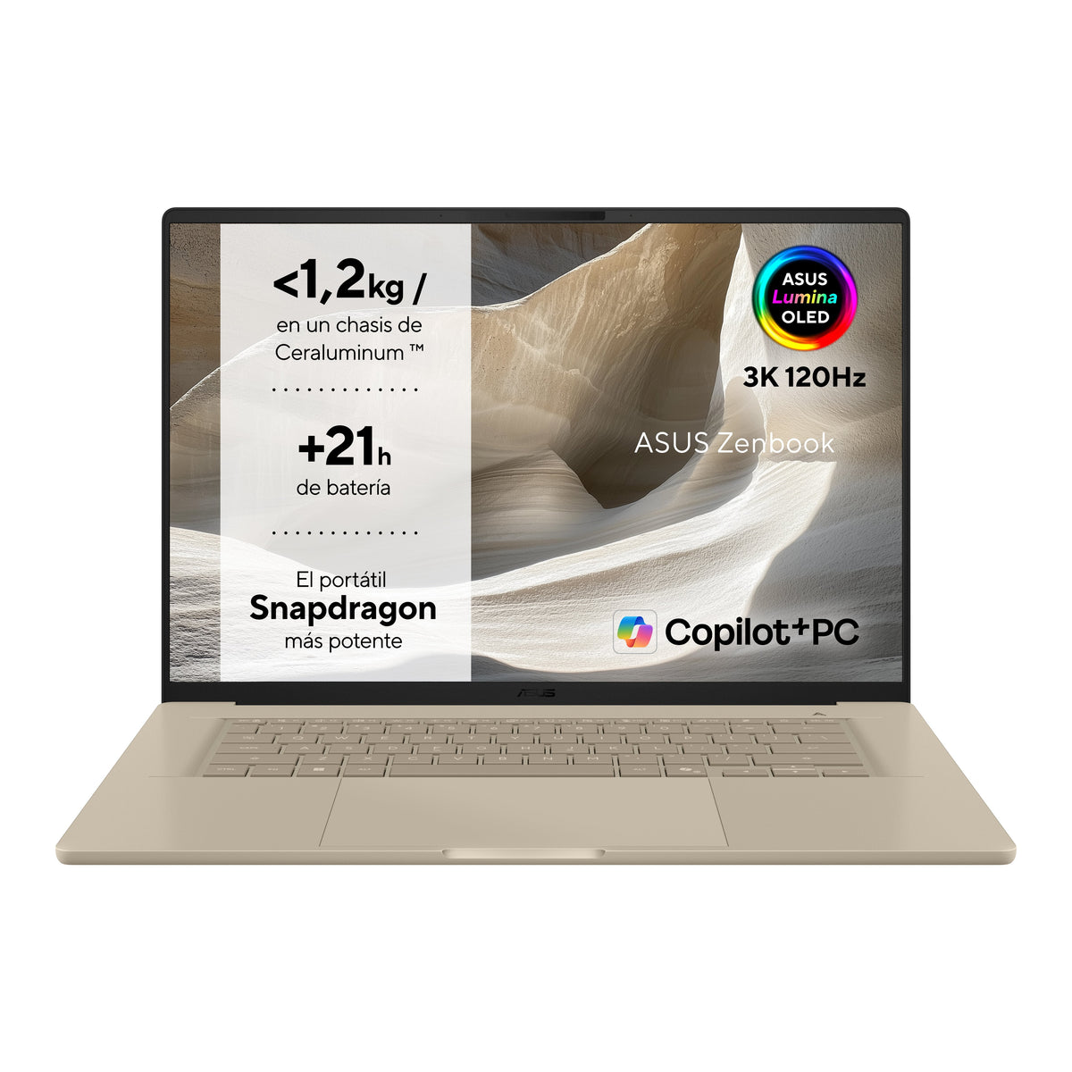 Portátil Asus Zenbook A16 Oled Ux3607oa Sq005w Copilot+ Pc 16" 3k Snapdragon X2 Elite 48 Gb Ram 1 Tb Ssd Adreno Onboard Graphics W11