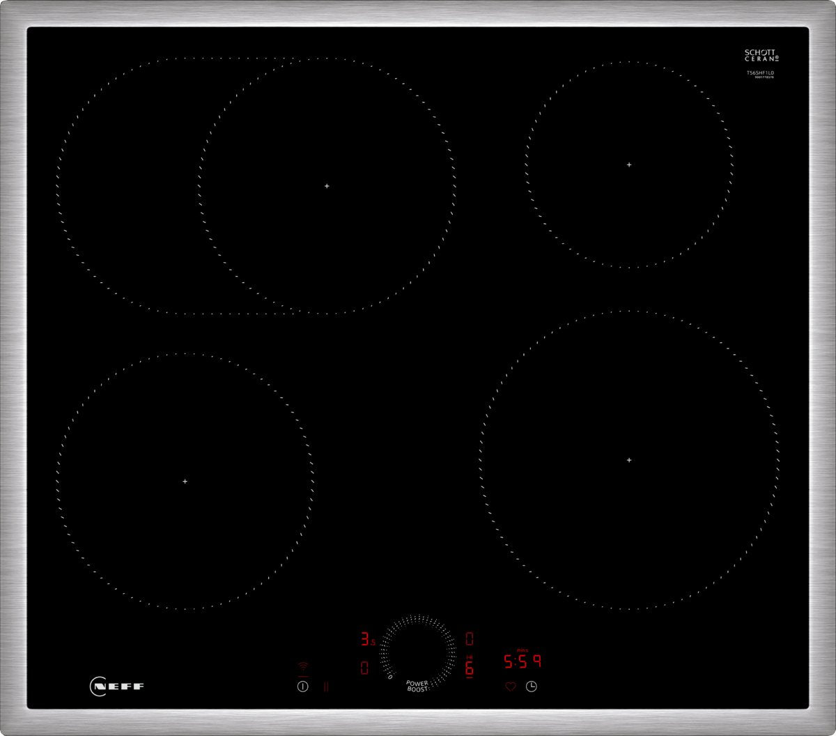 EAN 4242004273011 - Neff T56SHF1L0 hobs Negro, Acero inoxidable Integrado 60 cm Con placa de inducción 4 zona(s) imagen 1