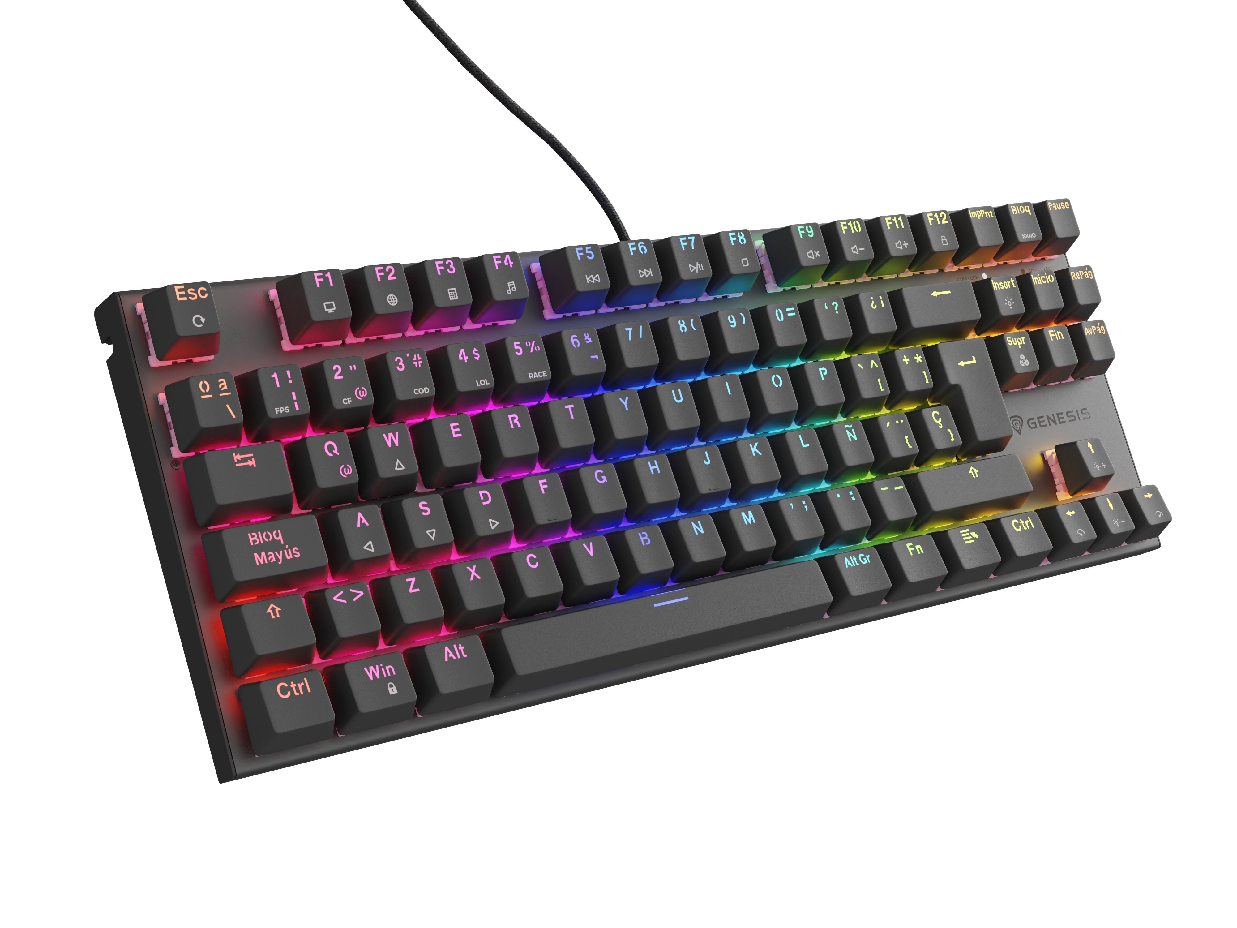 Teclado Ingles Gaming Genesis Thor 303 Tkl Rgb Neg Mecanic Switch Peach Silen Hot Swap
