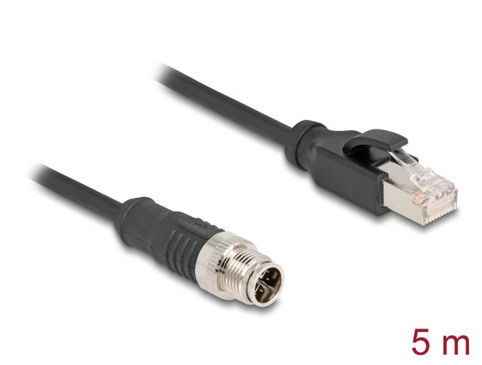 Delock 80868 Cable M12 Codificado X 8 Pin Macho A Rj45 Macho Pvc 5 M