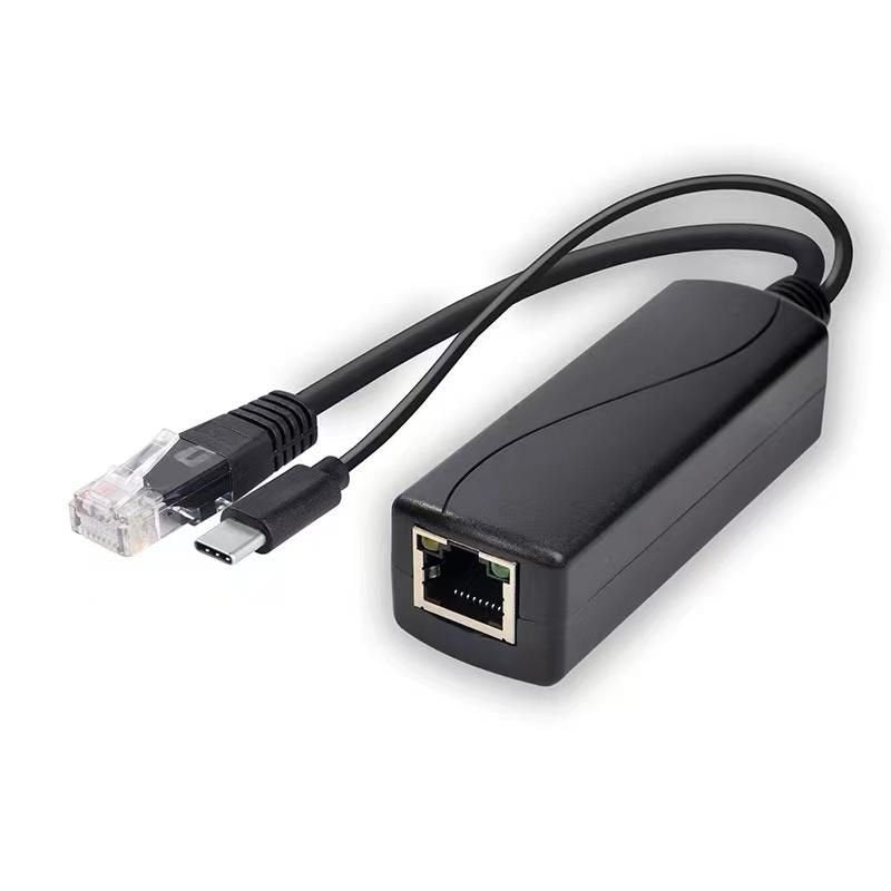 1000mbit Poe Splitter Usb-C To Rj45 Ethernet To Rj45 +