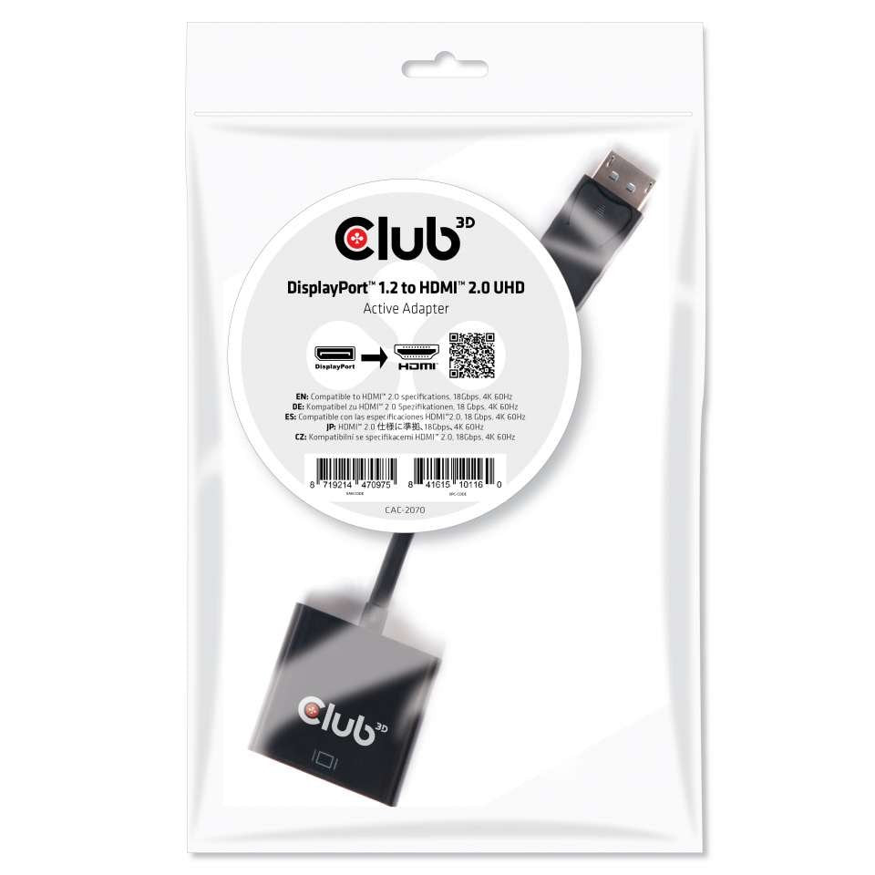 EAN 8719214470975 - CLUB3D CAC-2070 adaptador de cable de vídeo 0,21 m Negro imagen 2