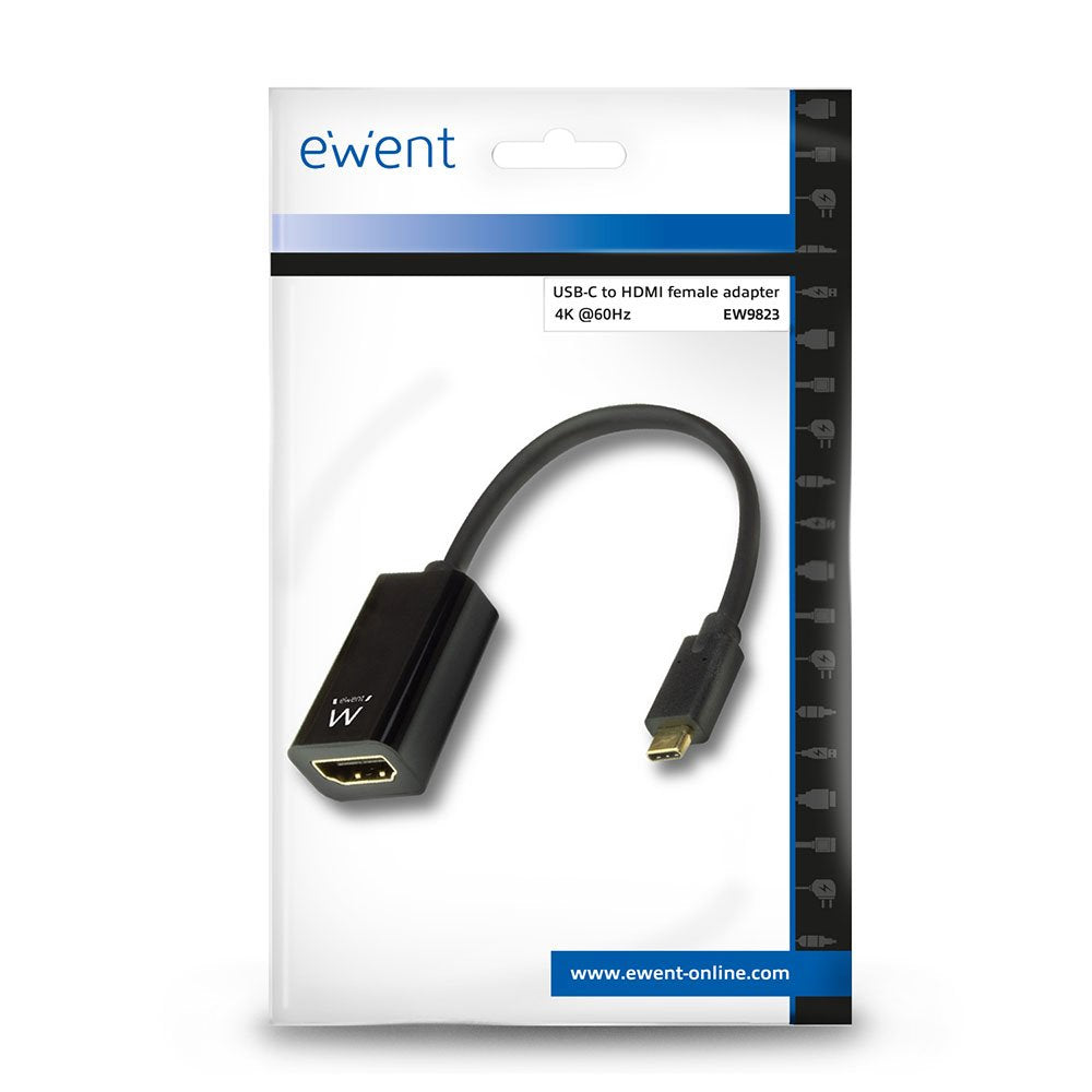 EAN 8054392619595 - Ewent EW9823 adaptador de cable de vídeo 0,15 m USB Tipo C HDMI tipo A (Estándar) Negro imagen 3