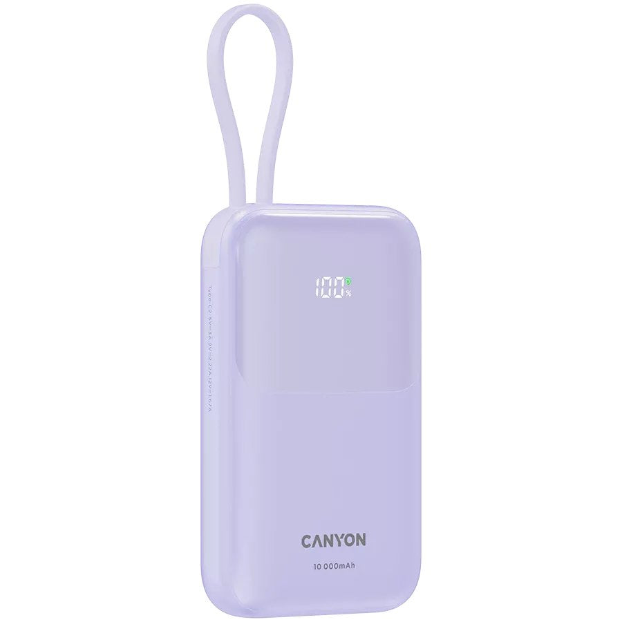 Canyon Onpower 101 - Powerbank - 10.000 Mah - Dig. Disp. - In Usb-C - Out Usb-A - Qc 3.0 Usb-C