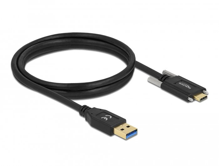 Delock Usb 10 Gbps Cable Typ-A Stecker Zu Usb Type-C Stecker Mit Schrauben Seitlich 1,5 M