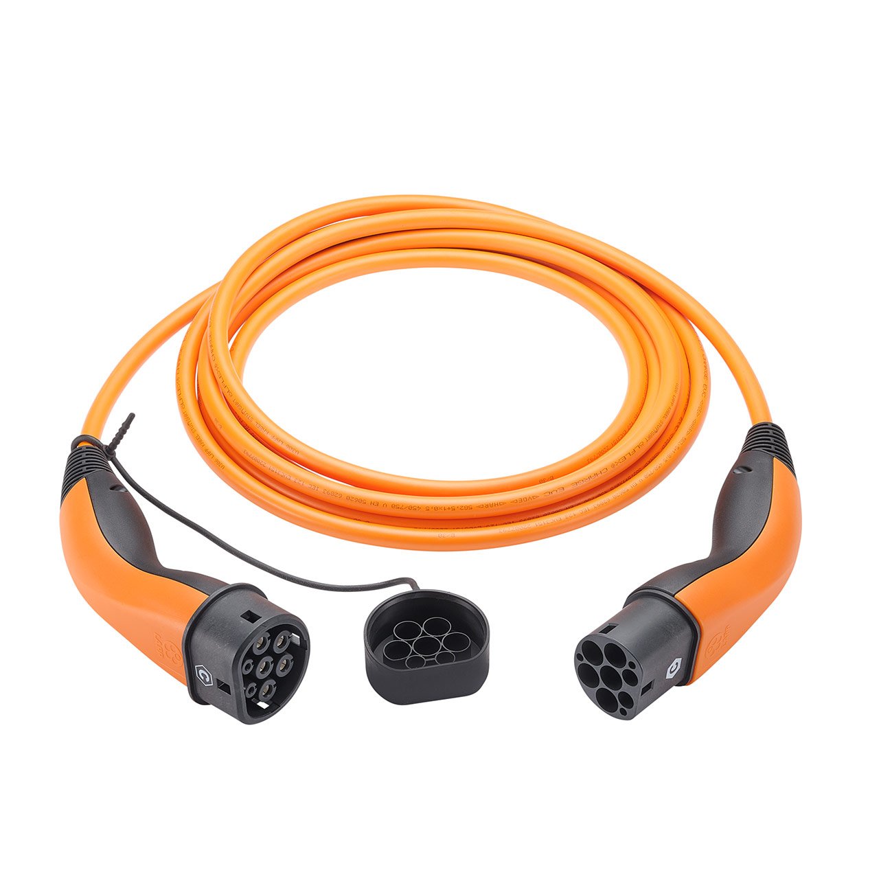 Cable Ve Carga, Tipo 2 Mennekes 32a Monofasico 7,4kw 5 Metros Liso Naranja Lapp Mobility