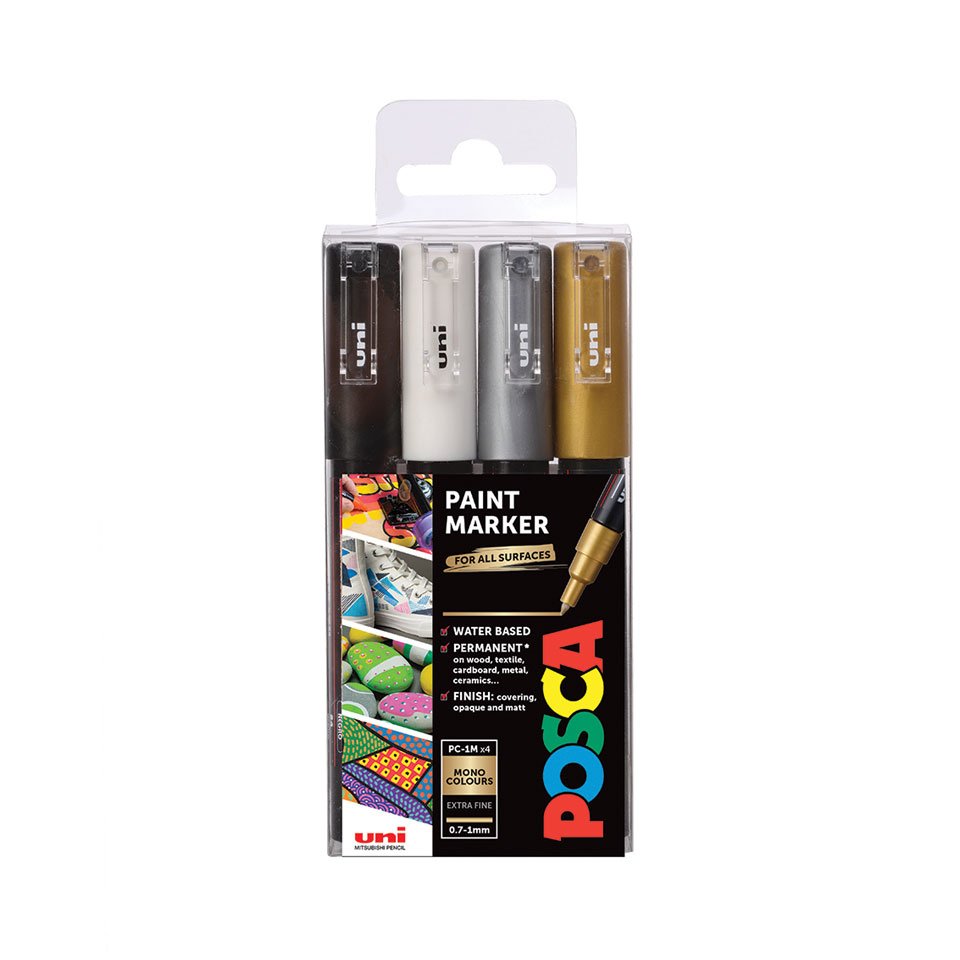 Uni-Ball Pc-1m Negro, Oro, Plata, Blanco 4 Pieza(S)