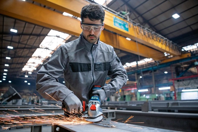 Amoladora Bosch Professional Angular A Batería X-Lock Biturbo Gwx 18v-15 Psc Professional Solo, Ø 125mm Azul/Negro, Módulo Bluetooth, Sin Batería Ni Cargador, En L-Boxx