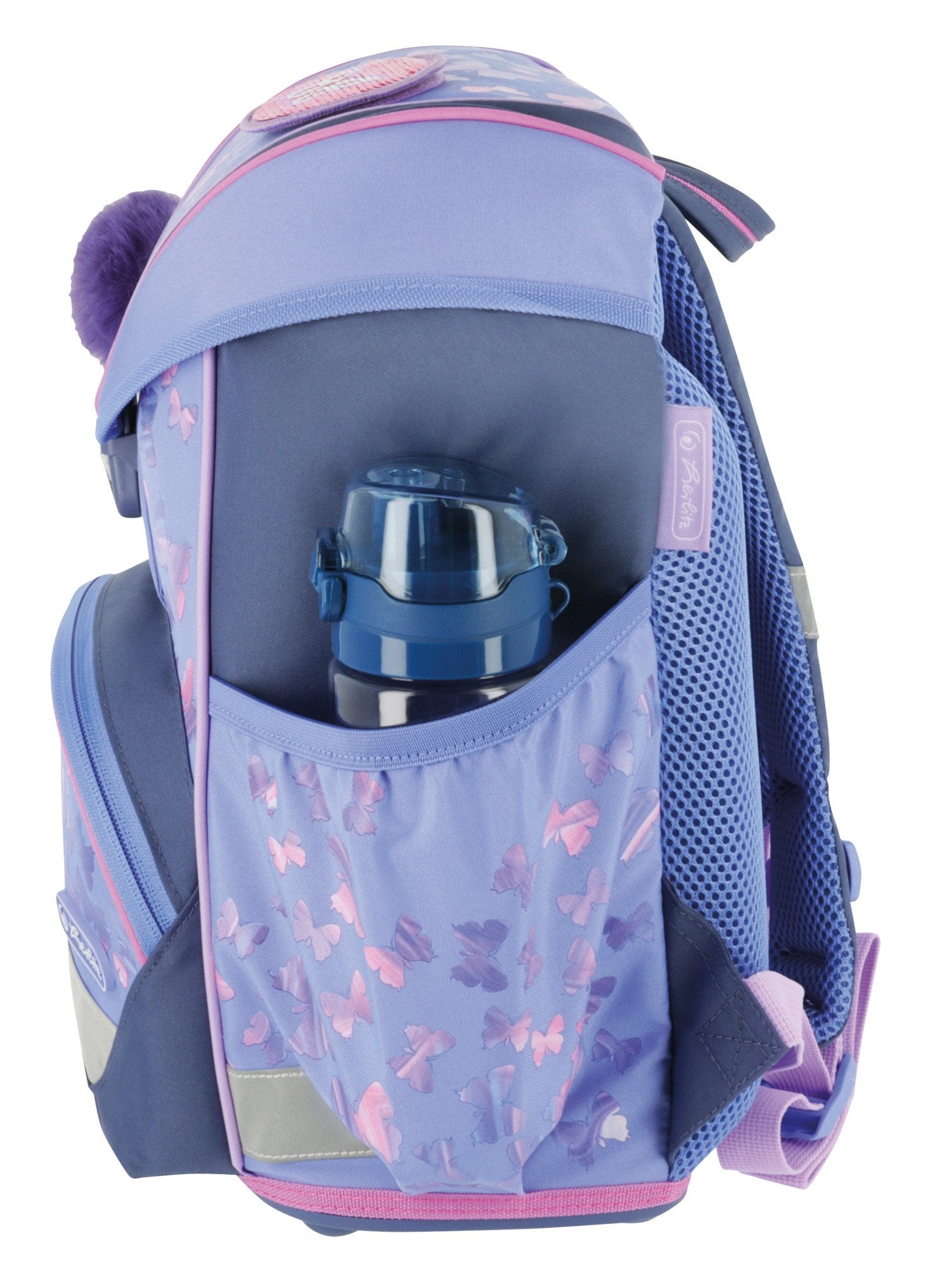 Mochila Escolar Herlitz Ultralight Violeta/Rosa, Estuche Estudiante Con 16 Piezas, Mocasines Ovalados, Bolsa De Deporte, 2 Aplicaciones 50046157
