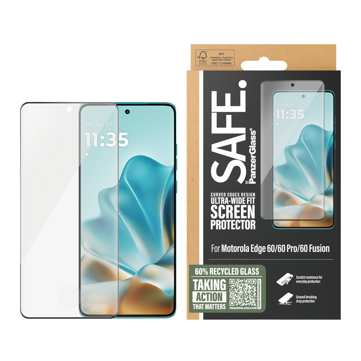 Panzerglass Safe. By ® Protector De Pantalla M. Negro Marco Motorola Edge 60 60 Pro 60 Fusion Ultra-Wide Fit, Motorola, Motorola - Edge 60 5g, Motorola - Edge 60 Pro 5g, Motorola - Edge 60 Fusion 5g, Trockene Aplicación, Resistente A