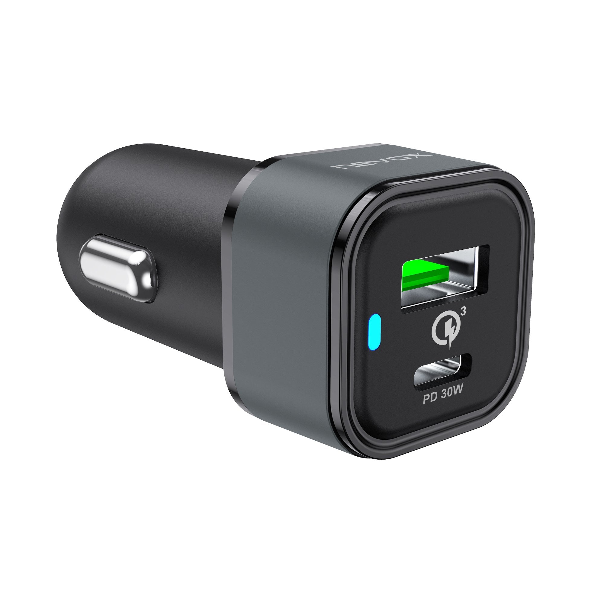 Nevox 30w Usb-C + Usb Qc 3.0 48w Kfz-LadegerT Schwarz