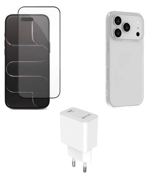 Kit For Iphone 17 Pro. Charger, Cover, Glass. Brown