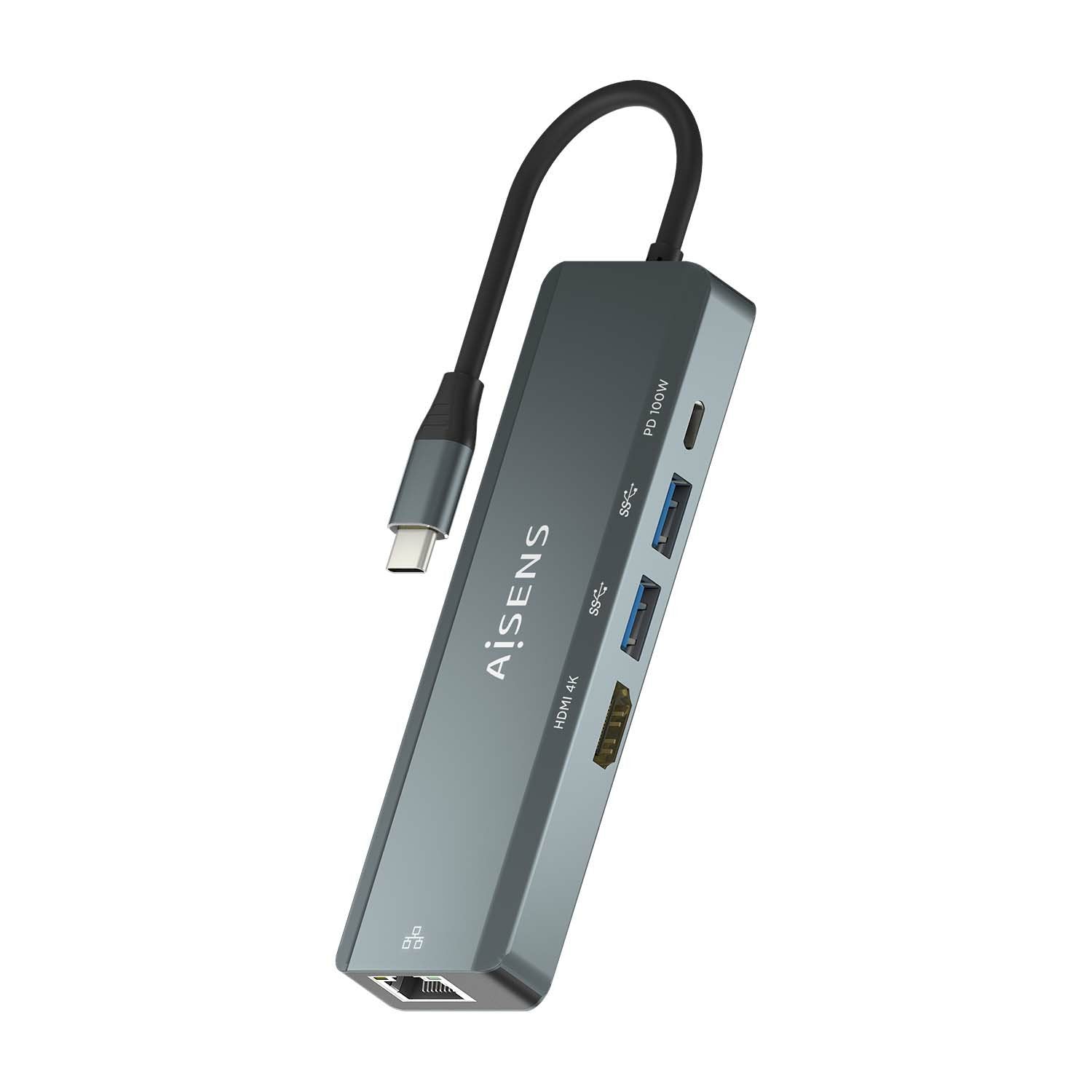 EAN 8436574709728 - AISENS ASUC-5P011-GR base para portátil y replicador de puertos Alámbrico USB 3.2 Gen 1 (3.1 Gen 1) Type- imagen 1