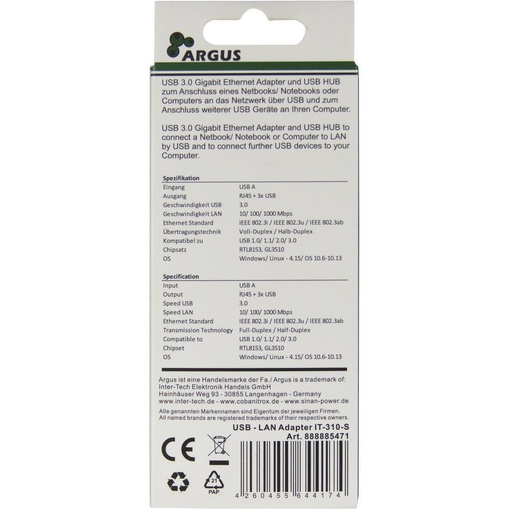 EAN 4260455644174 - Inter-Tech Argus IT-310-S USB 3.2 Gen 1 (3.1 Gen 1) Type-A Gris imagen 3