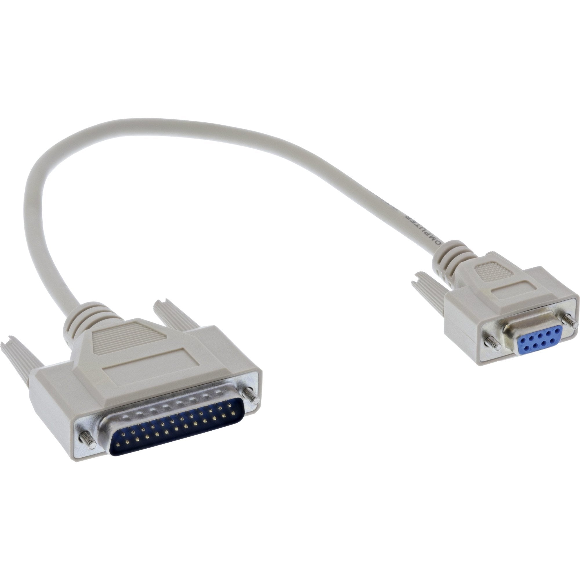 Cable Serie Inline, Db9f A Db25m, Conectores Moldeados, Beige, 0,33 M
