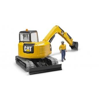 Bruder Mini Excavadora Cat Con Trabajador De La Construcción 02466