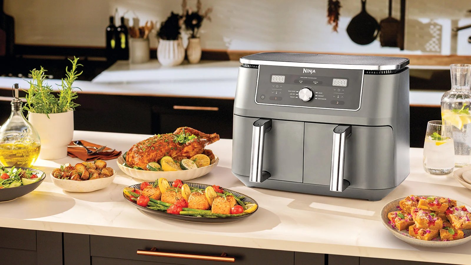 EAN 622356322676 - Ninja DZ400EU freidora Doble 9,5 L Independiente 2470 W Freidora de aire caliente Gris imagen 5