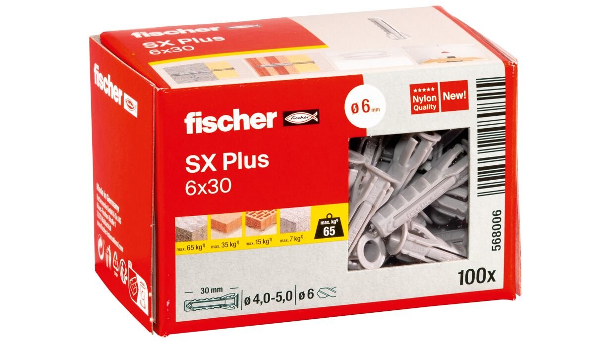 EAN 4048962480825 - Fischer 568006 tornillo de anclaje y taco 100 pieza(s) Anclaje de expansión 30 mm imagen 2