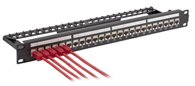Efb 24-Port Patchpanel Cat.6a 1he Bestckt Mit Einbauadapter Schwarz