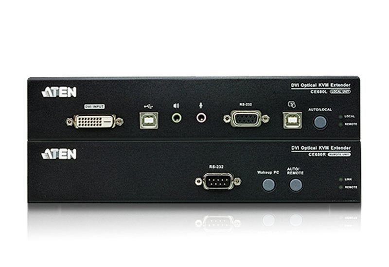 Aten Extensor Kvm Óptico Dvi Usb (1920 X 1200 A 20km), Alargador Dvi Negro, Transmisor Y Receptor, Alámbrico, 20000 M, 1920 X 1200 Pixeles, 1920 X 1200, Negro