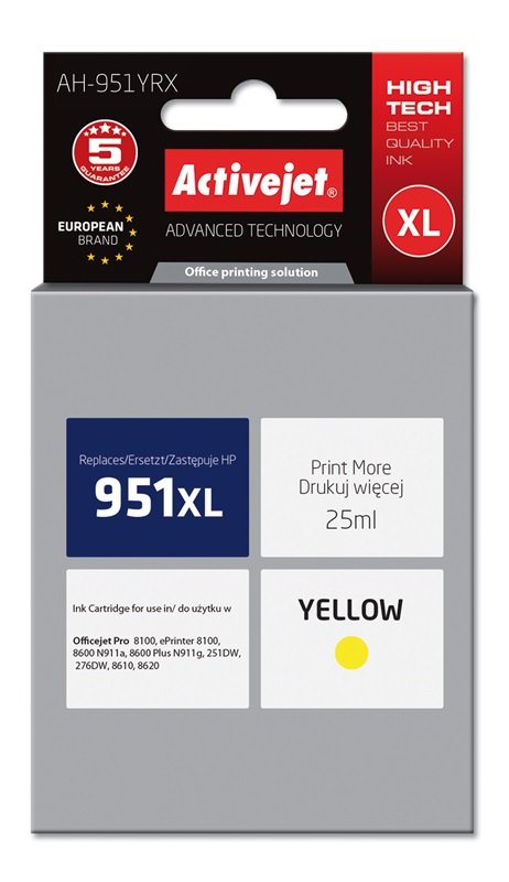 EAN 5901452157890 - Activejet AH-951YRX cartucho de tinta 1 pieza(s) Compatible Alto rendimiento (XL) Amarillo imagen 2