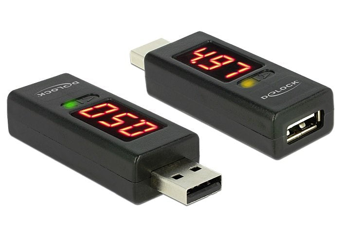 Delock Adaptador Usb 2.0 A Macho A Hembra Con Indicador Led Para Voltios Y Amperios