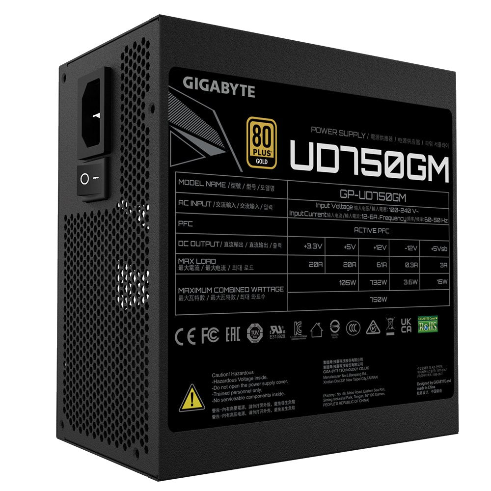EAN 4719331552671 - GIGABYTE GP-UD750GM unidad de fuente de alimentación 750 W 20+4 pin ATX ATX Negro imagen 5