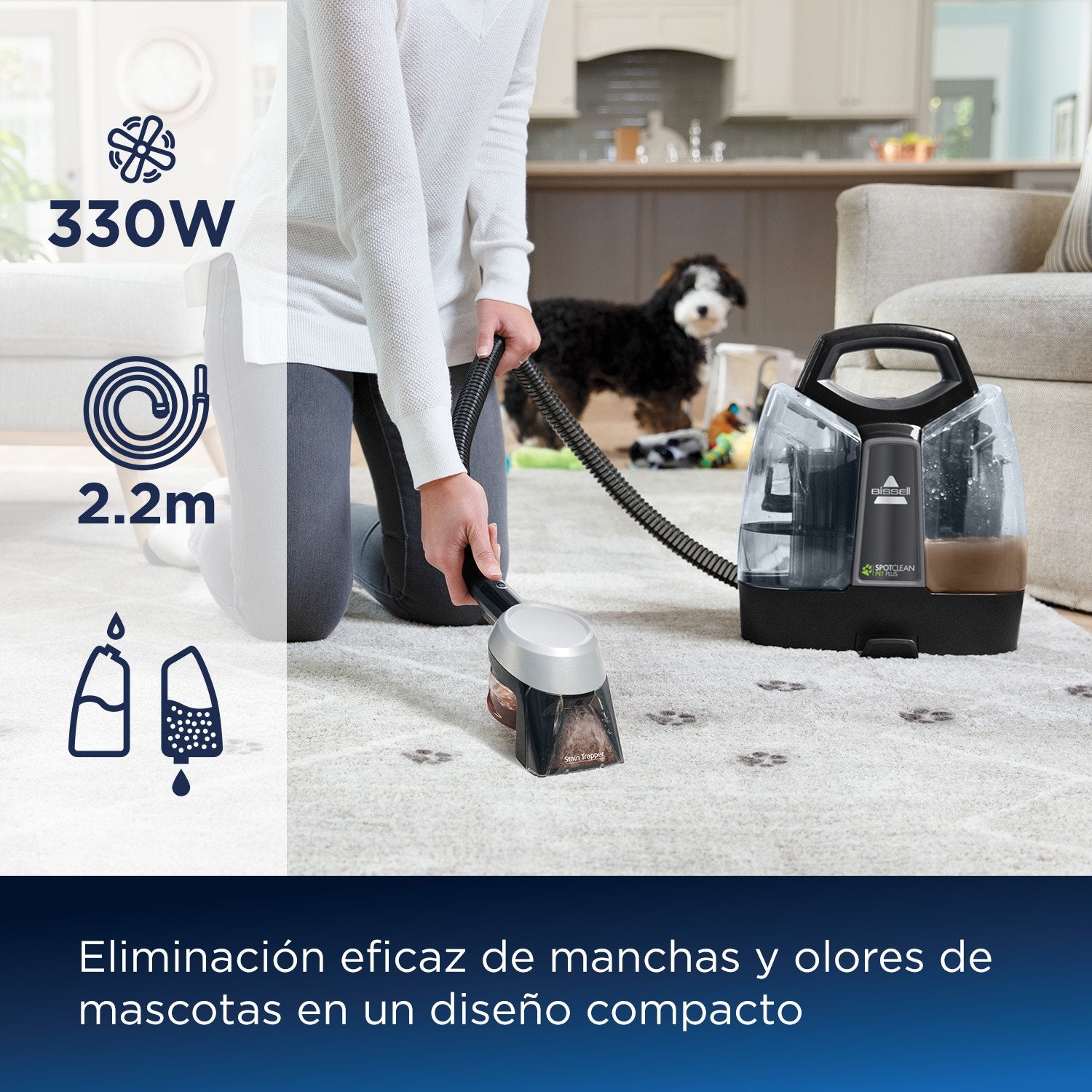 EAN 0011120272314 - Bissell SpotClean Pet Plus máquina de limpieza de alfombras Seca y húmeda Negro, Transparente imagen 9