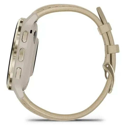 Garmin Venu 3s Smart Watch 41mm, Gps, Stainless Steel Bezel With Leather Band French Gray / Softgold Eu