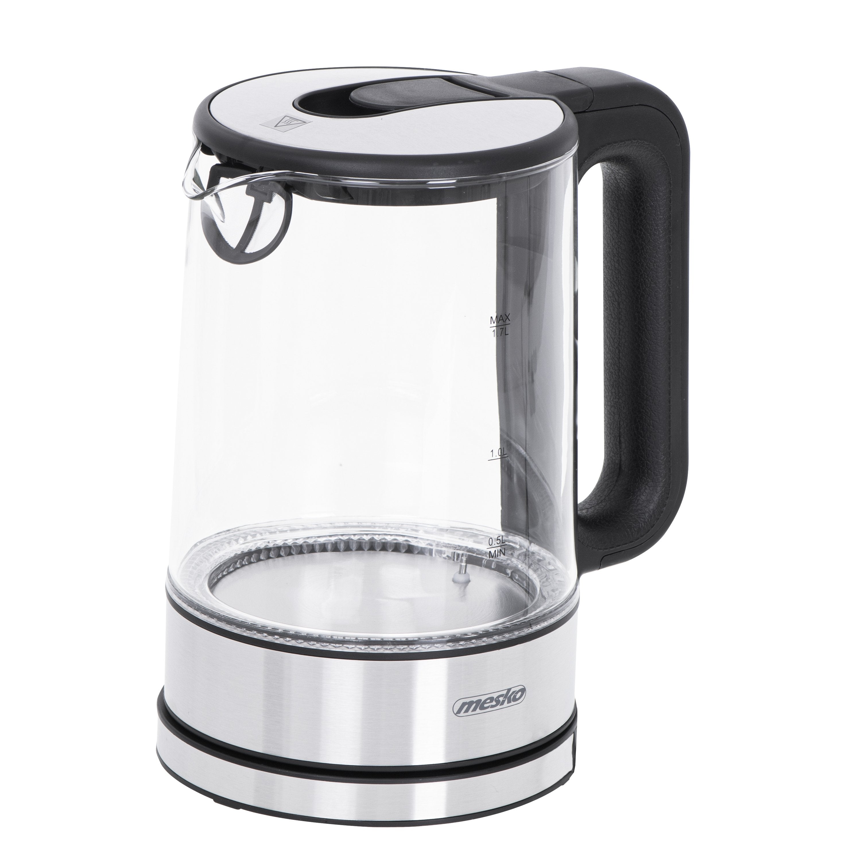Tetera Mesko Home Ms 1301b Eléctrica 1,7 L 2200 W Negro, Acero Inoxidable, Transparente
