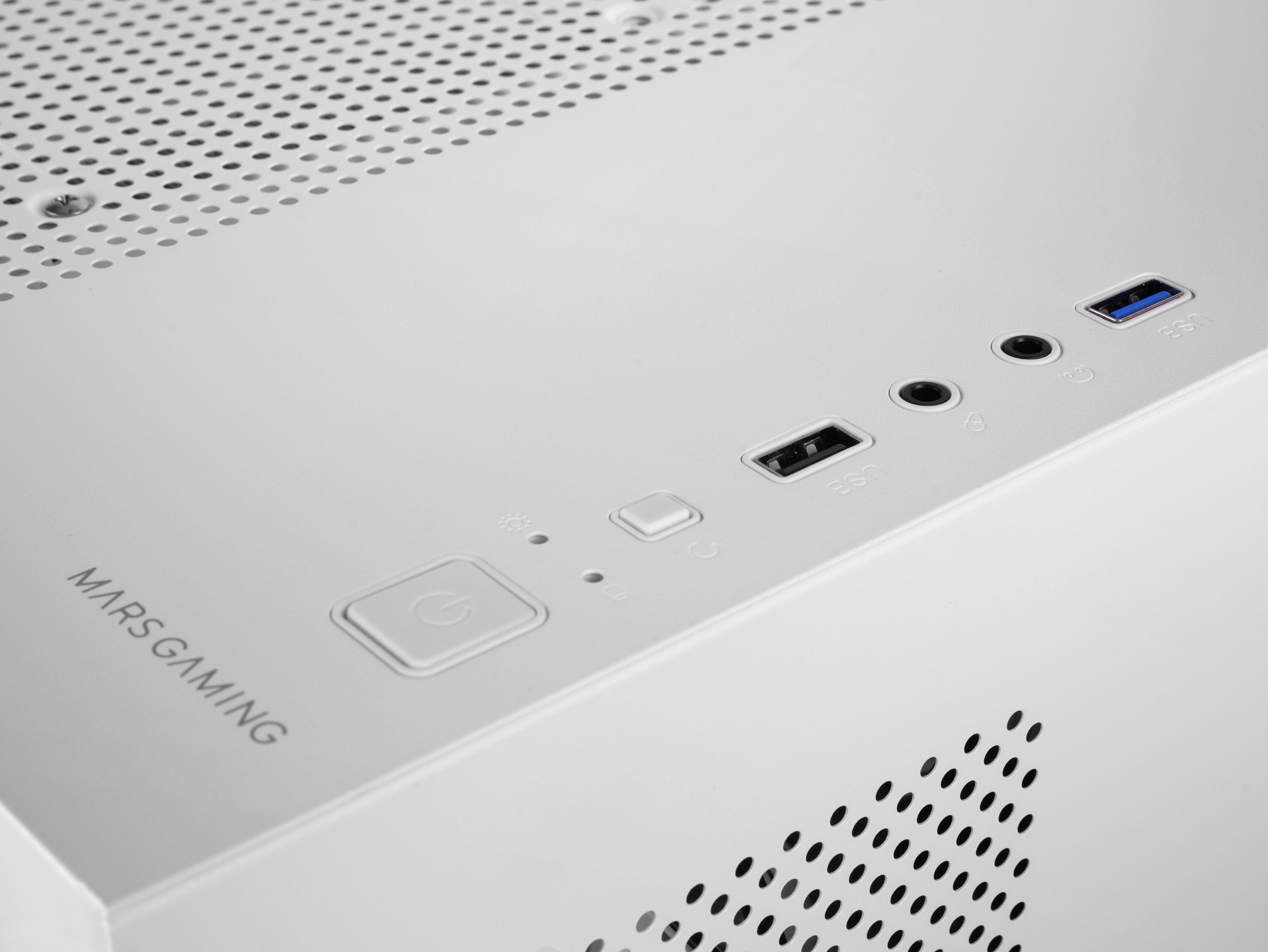 Caja Minitorre Atx Mc-3tlite Blanco Mars Gaming 337×276×342 Mm / 3.5 Kg / Cristal Templado / Rgb Fijo / Microatx - Mini-Itx / Usb3.0 + Usb2.0 / 275 Mm Vga / Hasta 7 Ventiladores