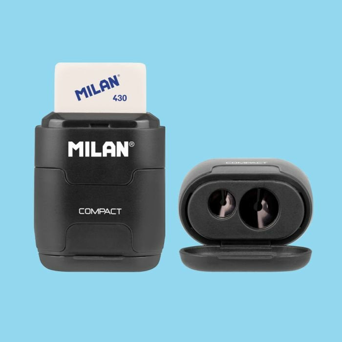 Milan Afilaborras Compact Shadow Caja Expositora 16 Ud Sacapuntas Doble Con Goma