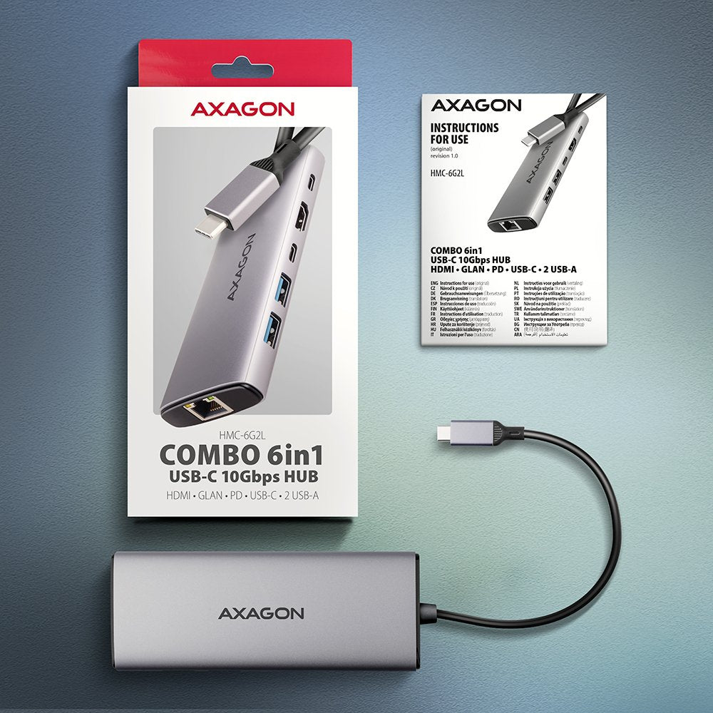 EAN 8595247908056 - Axagon HMC-6G2L base para portátil y replicador de puertos Alámbrico USB 3.2 Gen 2 (3.1 Gen 2) Type-C Alu imagen 9