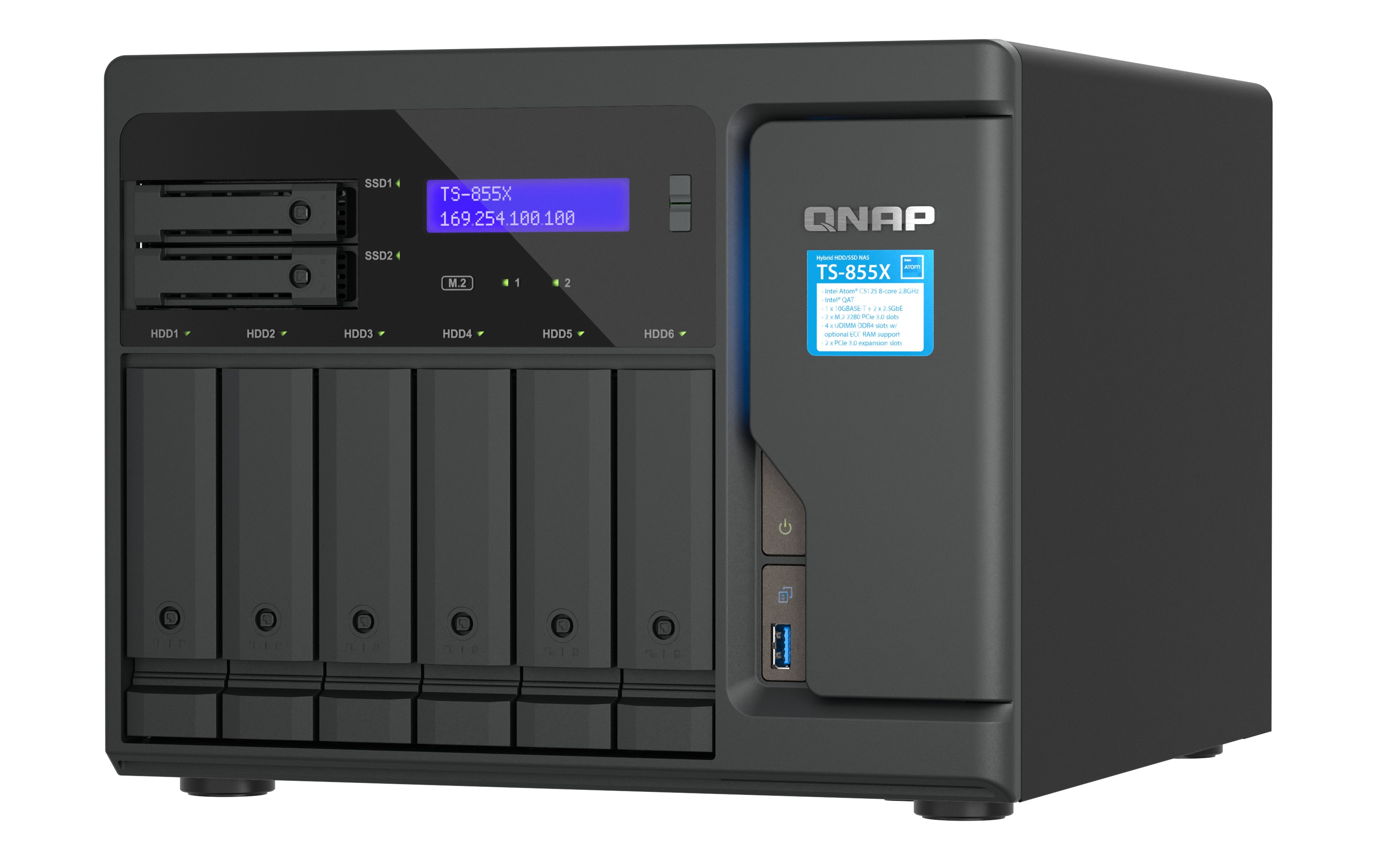 EAN 4711103084007 - QNAP TS-855X SAN Torre Intel Atom® C5125 8 GB DDR4 0 TB QNAP QTS Negro imagen 4