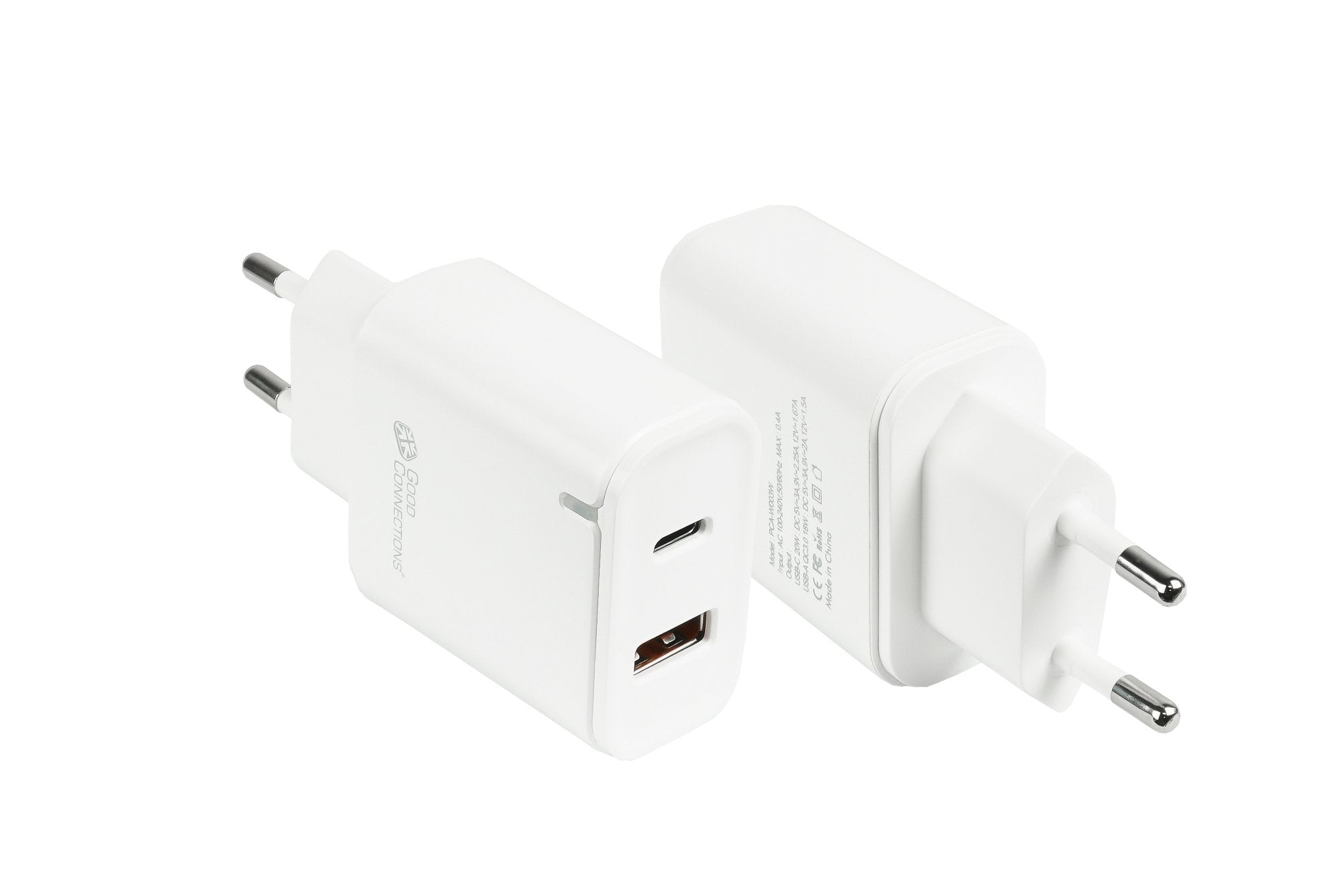 Usb-Schnell Cargador 20w 2-Port Usb-A Usb C Pd3,0 Goodconnections Blanco