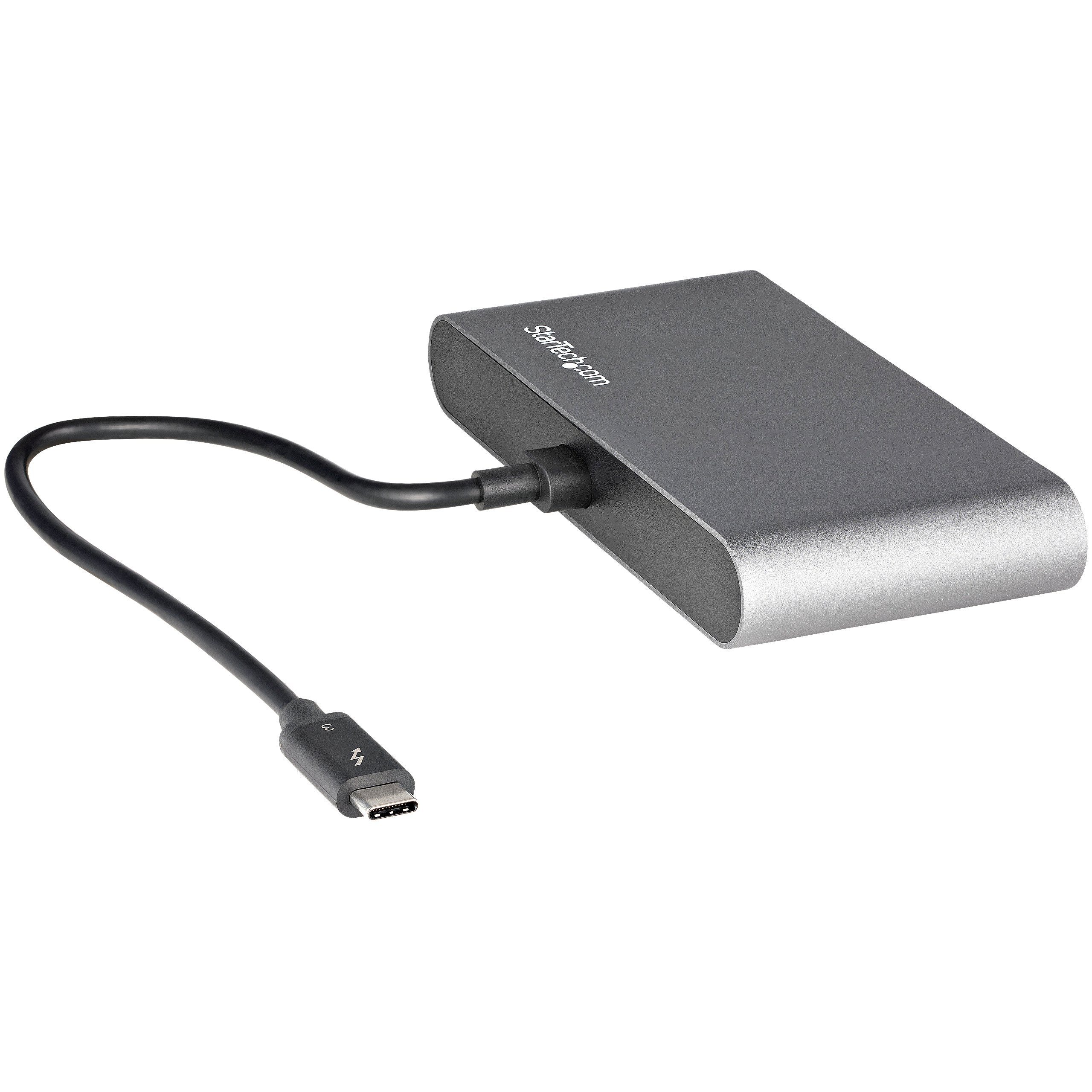 Startech.Com Mini Docking Station Thunderbolt 3 - Replicador De Puertos Portátil Tb3 Para 2 Monitores Hdmi De 4k Y 60hz - Gbe - Con Hub Ladrón 2x Usb-A (3.2/2.0) - Gbe - Con Cable Incorporado De 27 9cm - Adaptador Multipuertos Tb3 Para Orde