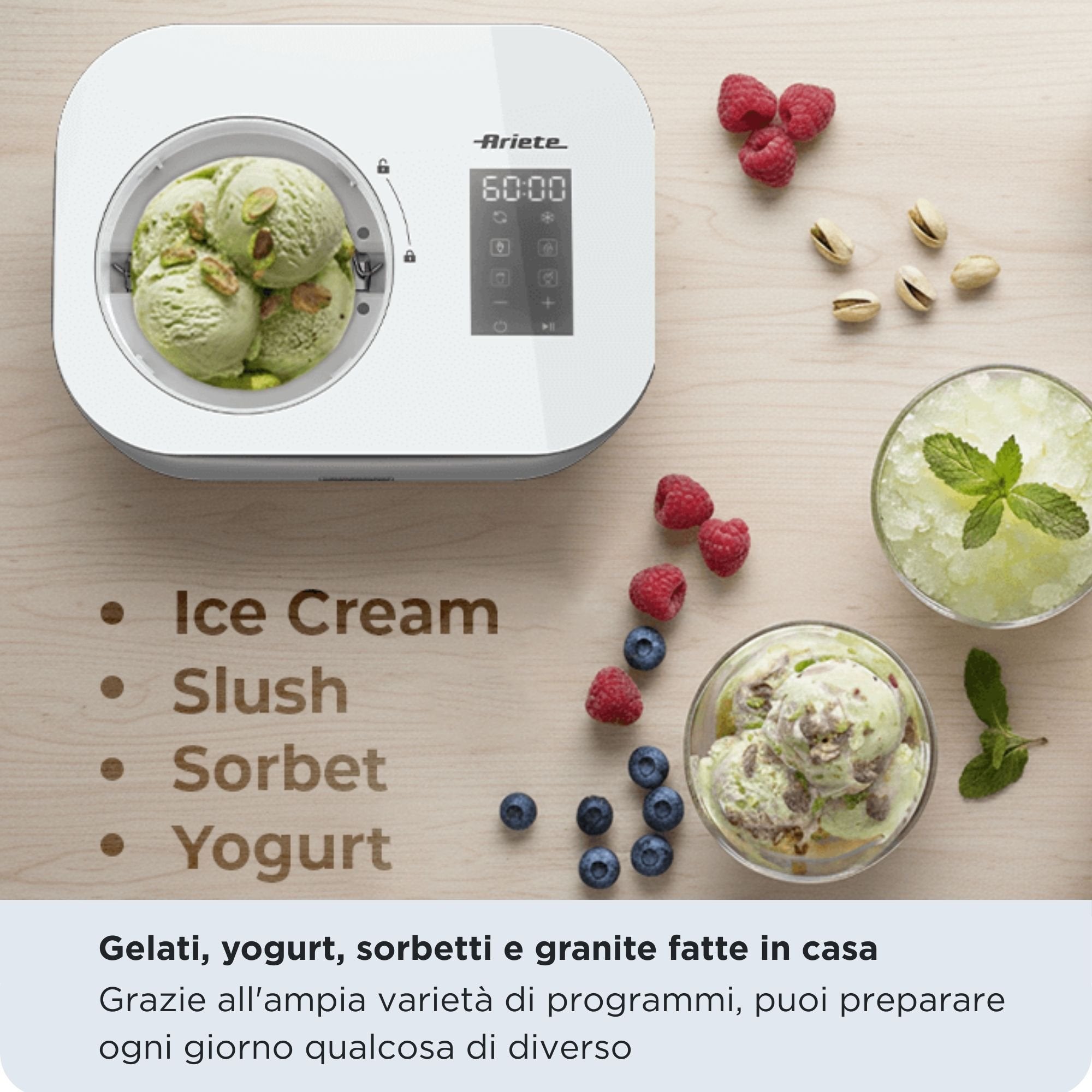 Ariete Eismaschine Gran Gelato 4in1 (Blanco/Plata, 100 Watt) 644