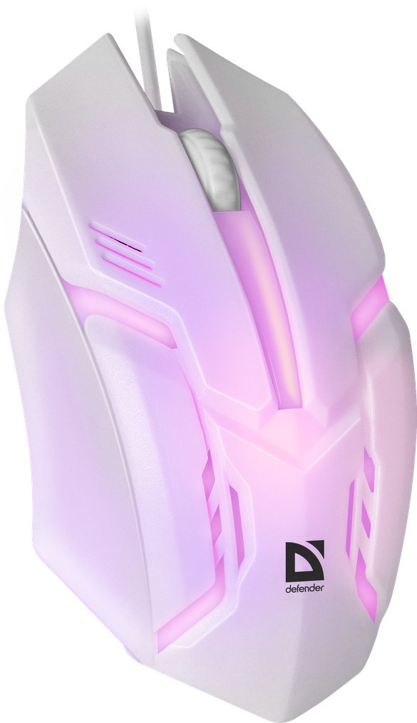 Raton Gaming Defender Cyber Mb-560l Blanco 7-Colores Luz De Fondo