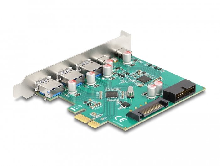 Delock 90109 Tarjeta Usb 5 Gbps Pci Express X1 A 3 X Externo Tipo-A + 2 X Externo Usb Type-C Hembra Y 1 X Interno De 19 Pines Usb Conector De Pines Macho