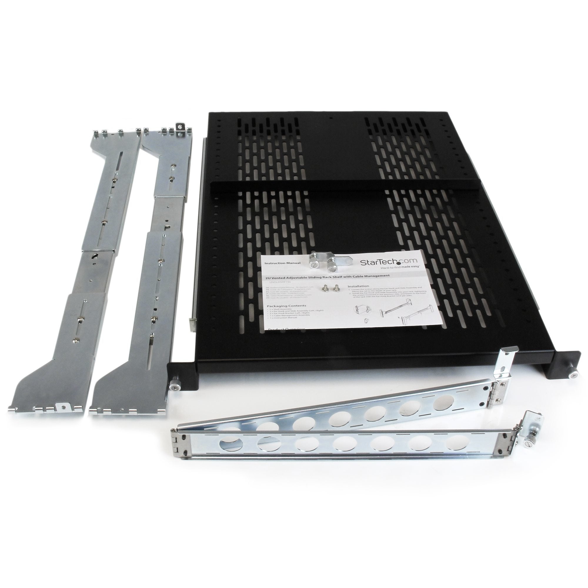 Startech.Com Estante Ventilado Deslizante De 2u Con Gestión De Cableado Y Profundidad Ajustable Para Rack - 22,7kg